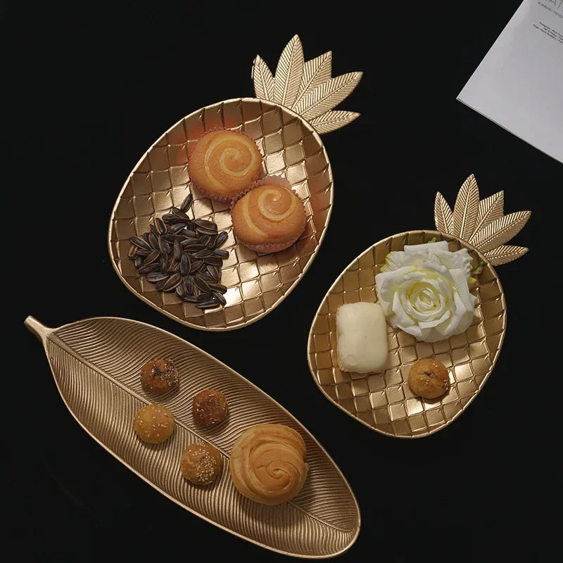 Golden Pineapple Leaf Food Tray