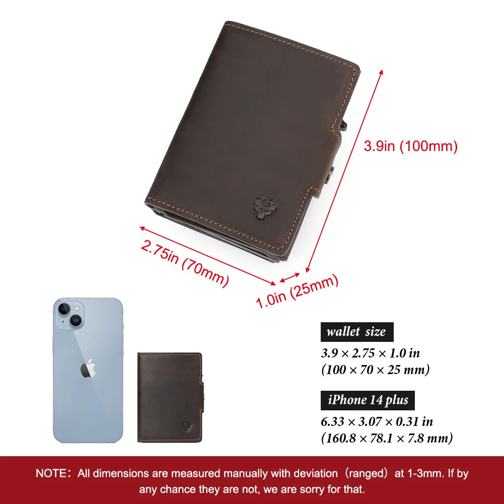 Portefeuille de cartes pop-up en cuir véritable RFID pour hommes