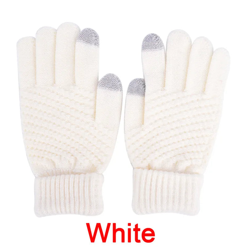 Gants d'hiver en cachemire pour femmes - Tricot épais et chaud pour écran tactile