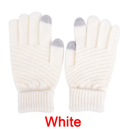 Gants d'hiver en cachemire pour femmes - Tricot épais et chaud pour écran tactile