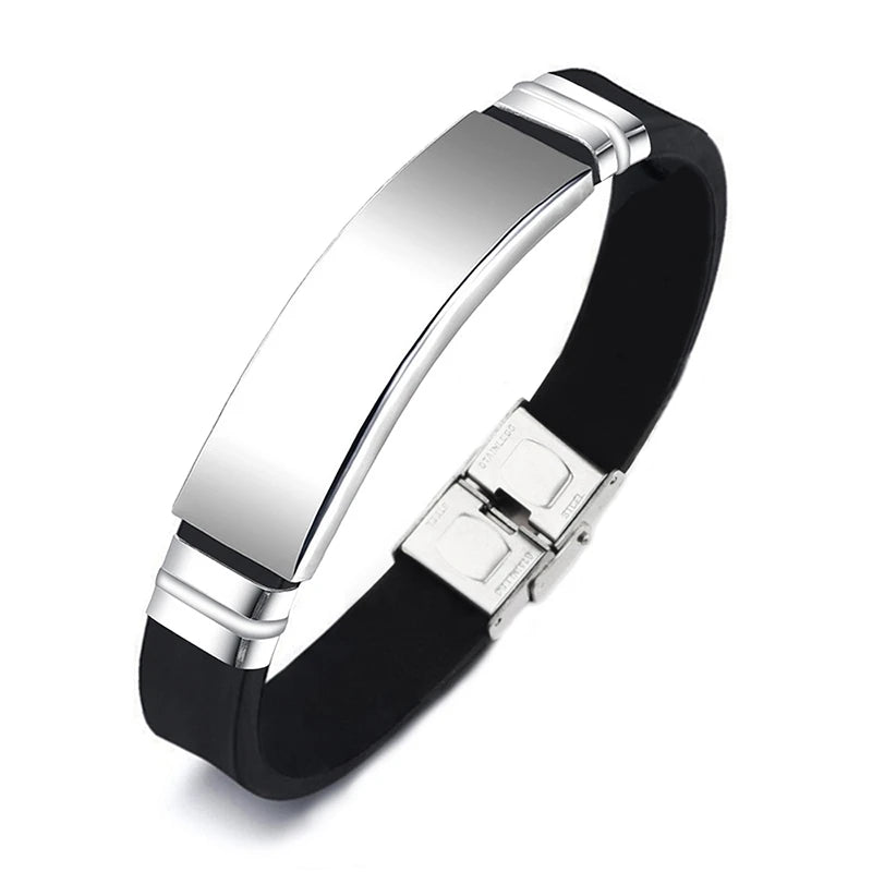 Stainless Steel Leather Charm Bracelet