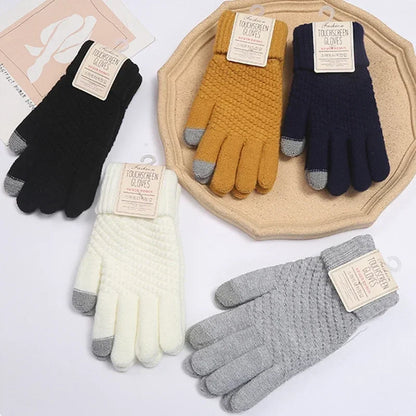 Women's Cashmere Winter Gloves - Warm Thick Touchscreen Knit