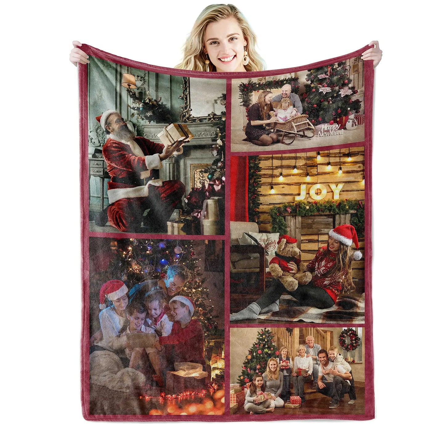 I Love You Custom Blanket with Photo Collage Text Picture Throw Blanket Valentine's Day Birthday Gift