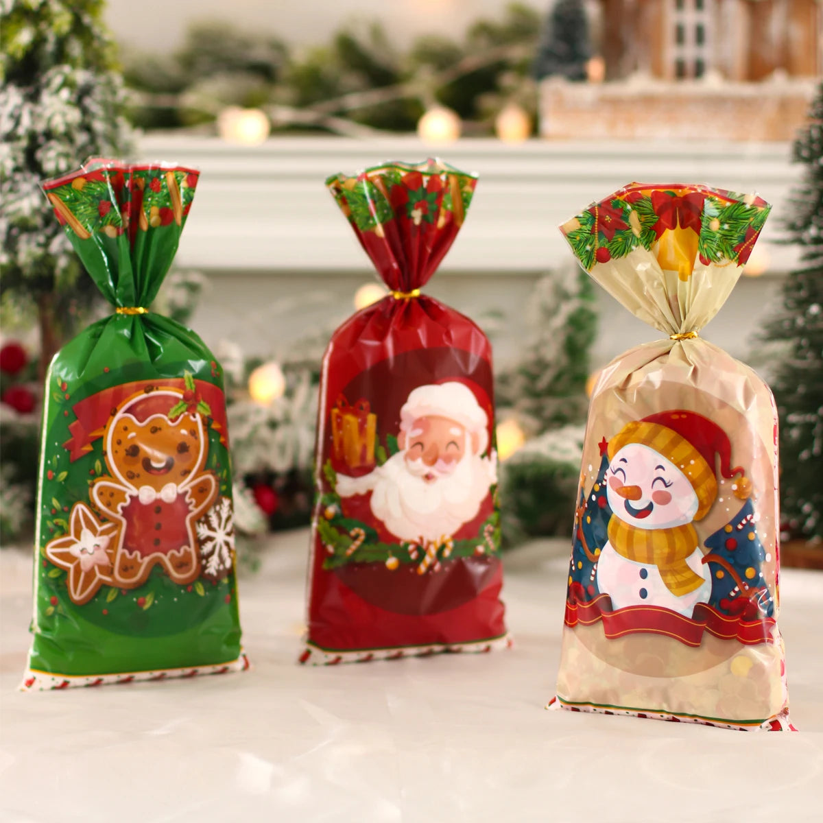 25/50/100pcs Christmas Candy Bags with Rope for Kids