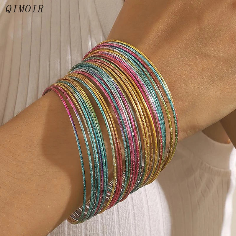 30 Pieces Metal Bangles Set