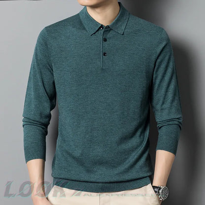 Men's Solid Color Long-Sleeve Wool sweater