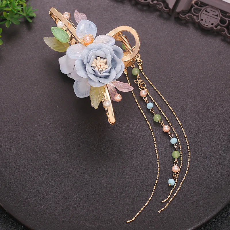 Chic Tassel Butterfly Pearl Clip