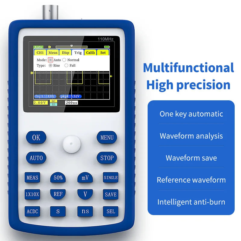 Portable FNIRSI-1C15 Oscilloscope - 110M Bandwidth, 500MSps Sampling Rate
