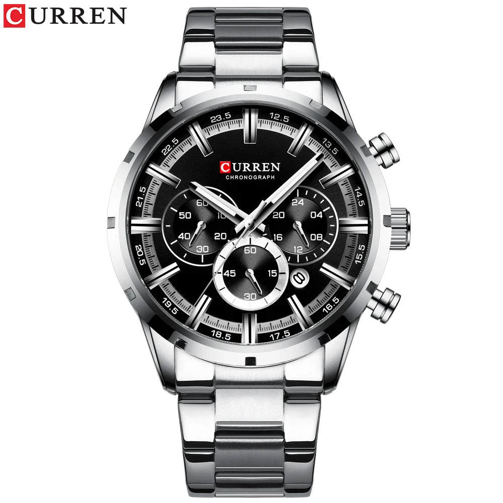 Men’s Watches Top Brand Big Sport Watch Luxury Men Military Steel Quartz Wrist Watches Chronograph Gold Design Male Clock