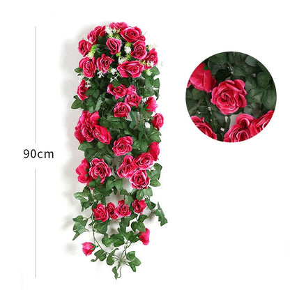 Vigne de roses artificielles suspendues - Fausses fleurs pour mur