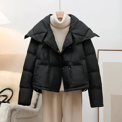 Korean Fluffy Hooded Bread Down Jacket
