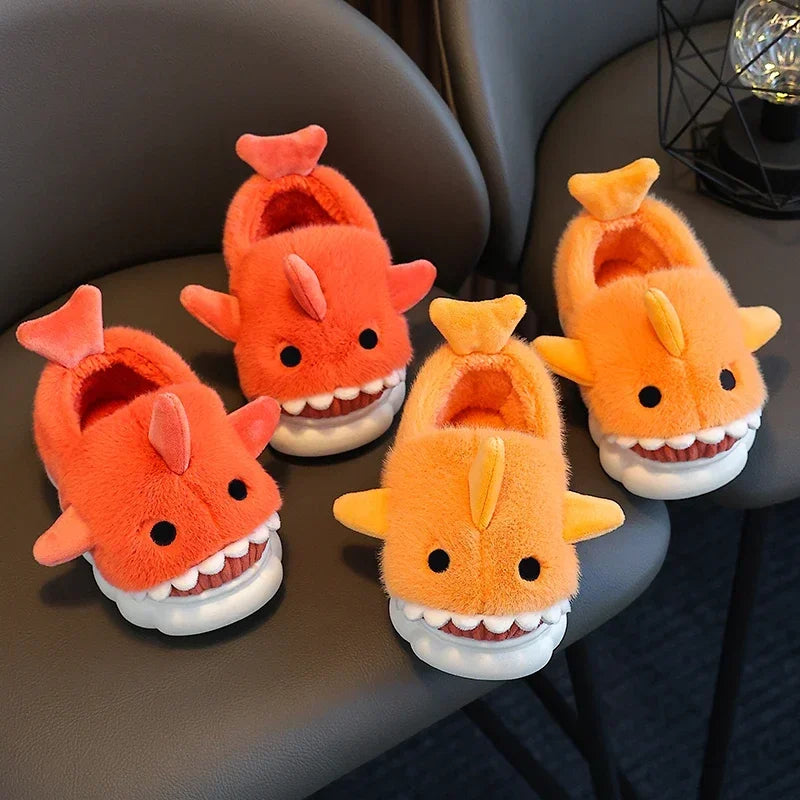 Cute Shark Plush Non-Slip Kids' Winter Slippers