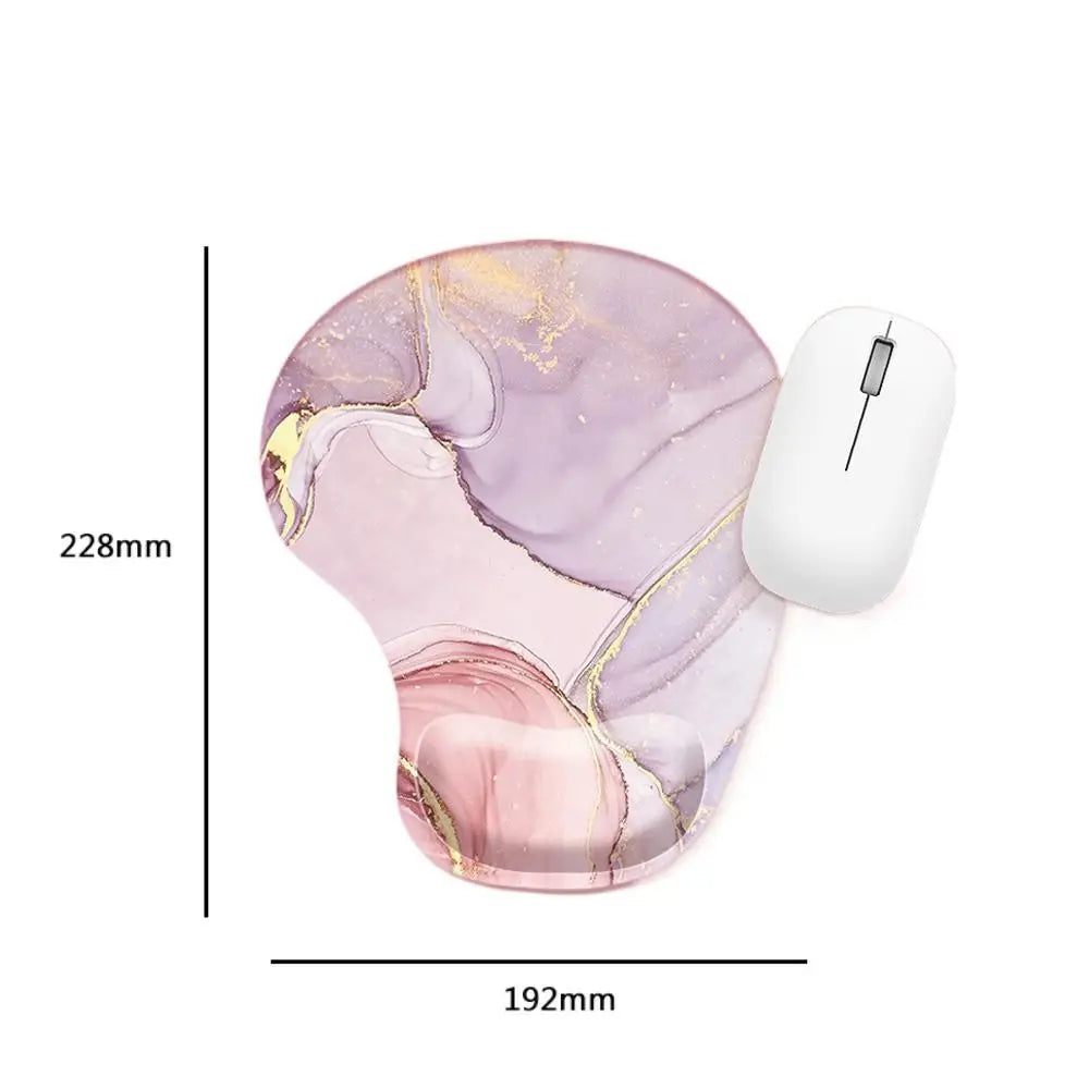 Ergonomic Marbled Texture Mouse Pad - Non-Slip Wrist Rest - Comfortable Gaming Mat