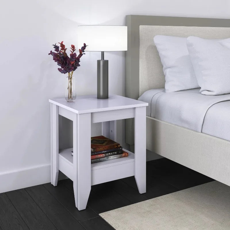 Modern White 2-Tier End Table