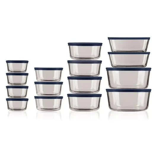 Ensemble de rangement en verre transparent Hocking, 30 pièces