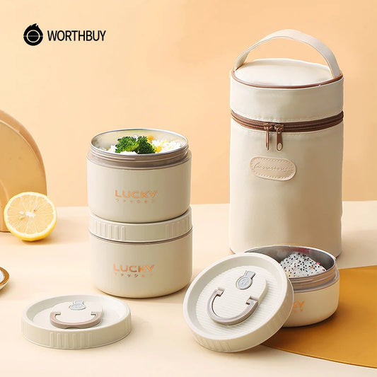 Coffret à lunch, contenant à lunch avec sac isotherme, contenant isotherme en acier inoxydable 18/8