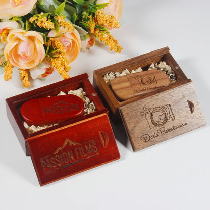 Wooden/Bamboo USB 2.0 Flash Drive with Keychain - 4GB to 128GB