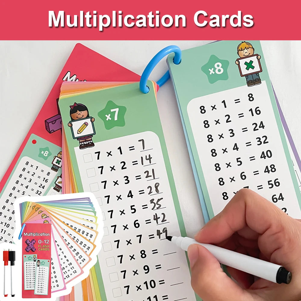 0-12 Multiplication Chart Cards - Montessori Math Learning Tool