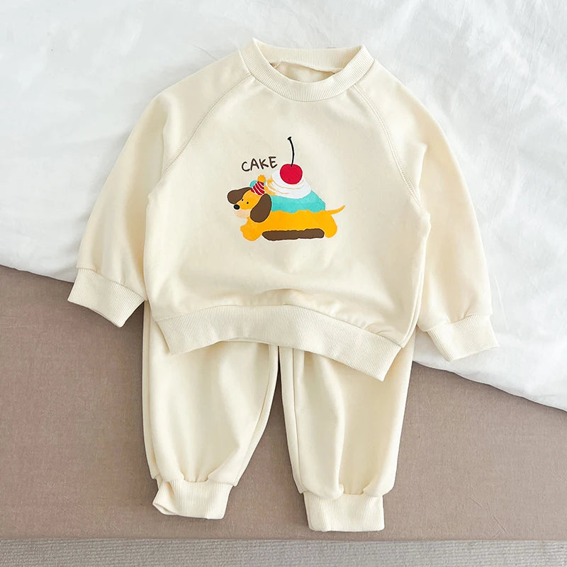 Baby-Unisex-Mode-Cartoon-Buchstaben-Kleidungssets
