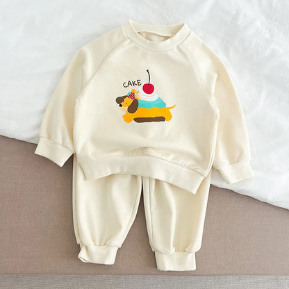 Baby-Unisex-Mode-Cartoon-Buchstaben-Kleidungssets