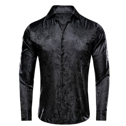 Chemise habillée florale à manches longues de style Steampunk pour hommes