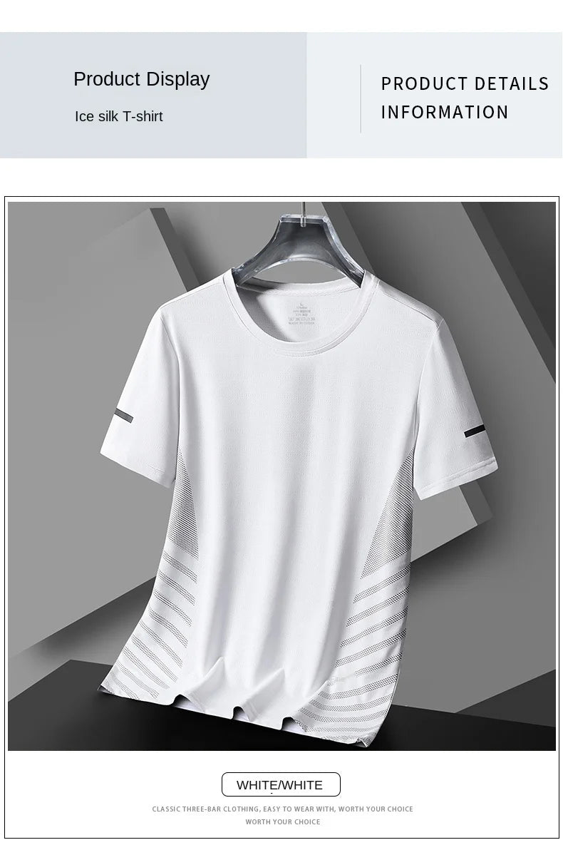 Men's Short Seleve Quick Dry Ice Silk Sport Running T-Shirts