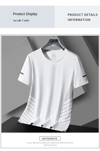 Men's Short Seleve Quick Dry Ice Silk Sport Running T-Shirts