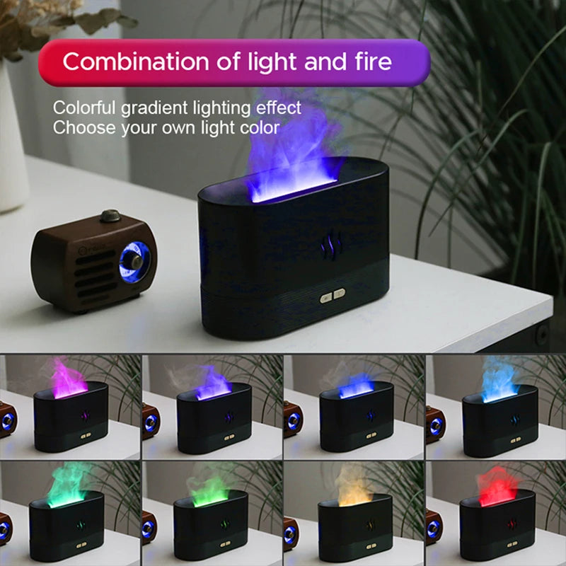 Ultrasonic Cool Mist Diffuser - LED Flame Lamp & Essential Oil Humidifier