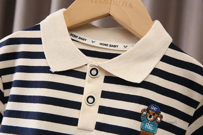 Sommerliches Kleinkind-Jungen-Polo-T-Shirt-Set aus Baumwolle
