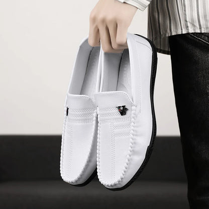 Lässige Herren-Loafer aus weißem Leder