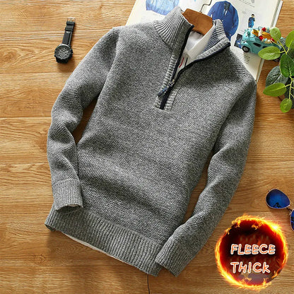 Cozy Half-Zip Turtleneck Wool Sweater
