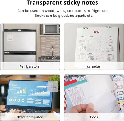 50 Blatt transparente wasserfeste Haftnotizen aus PET – wiederverwendbare Notizblock-Aufkleber für Schule und Büro