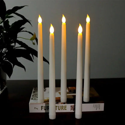 4/1PCS Long LED Flameless Candles - Battery-Powered Flickering