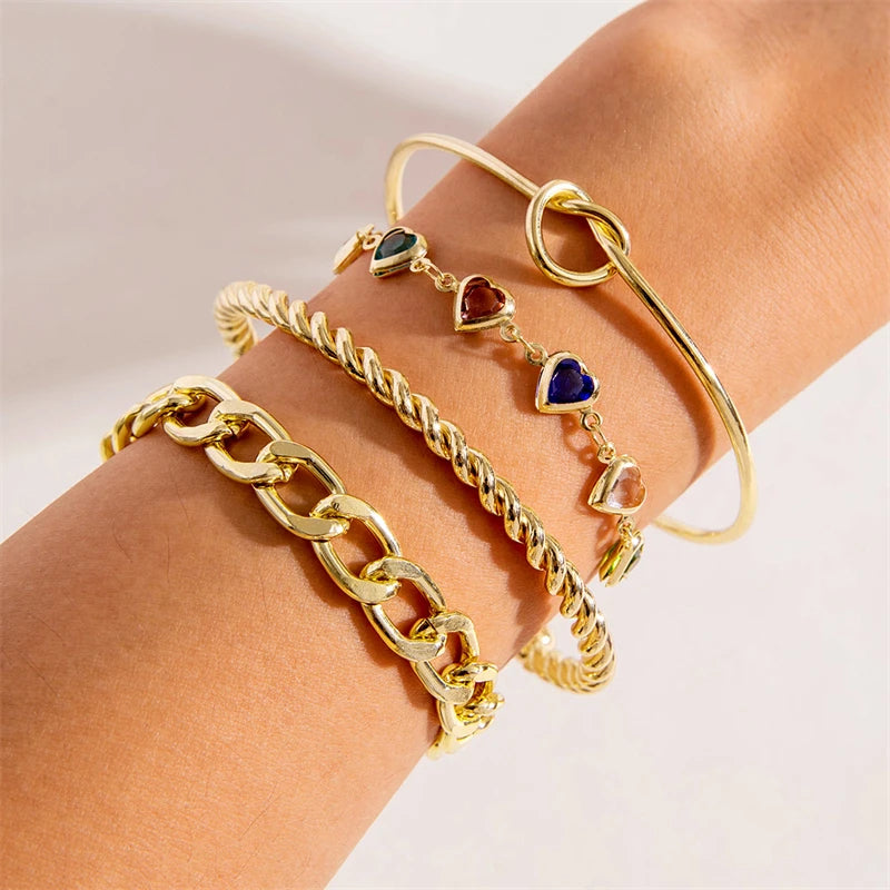 Punk-Armbandset mit kubanischen Ketten für Damen