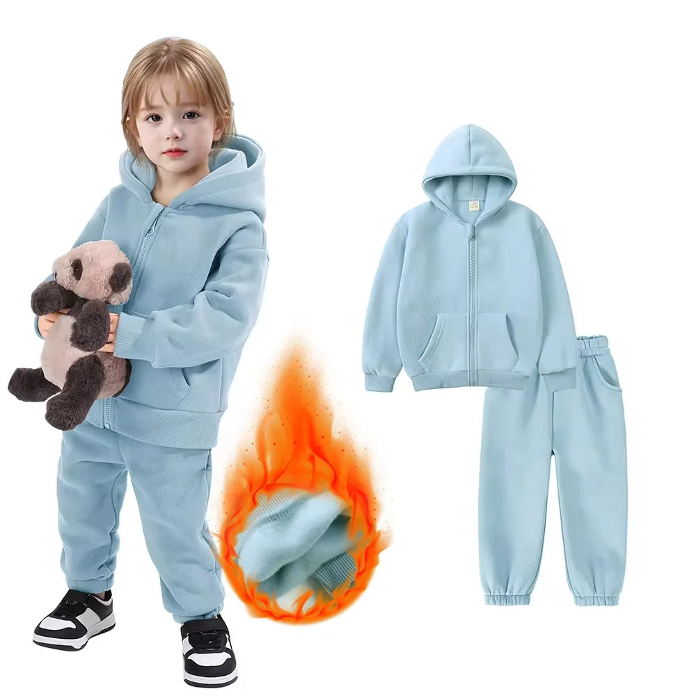 Toddler Winter Clothing with Plush Hooded Sweater