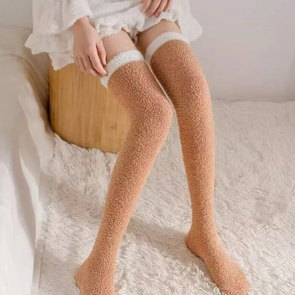 Women's Plush Coral Fleece Socks - Non-Slip Warm Knitted Floor Socks