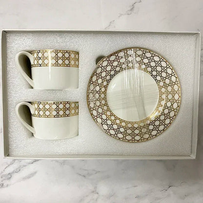 Bone Coffee Cups & Saucers Set Gift