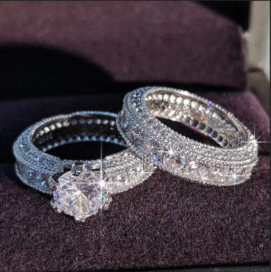 Women's Cubic Zirconia Wedding Rings Set