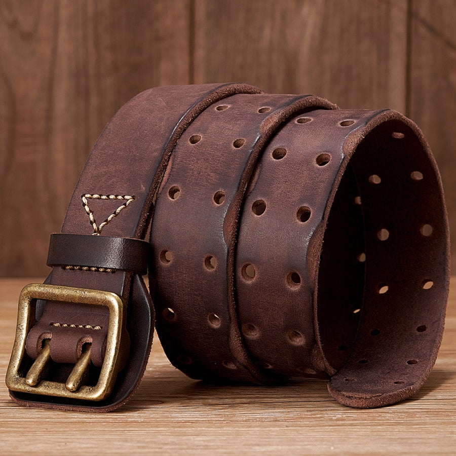 Ceinture large en cuir vintage pour hommes