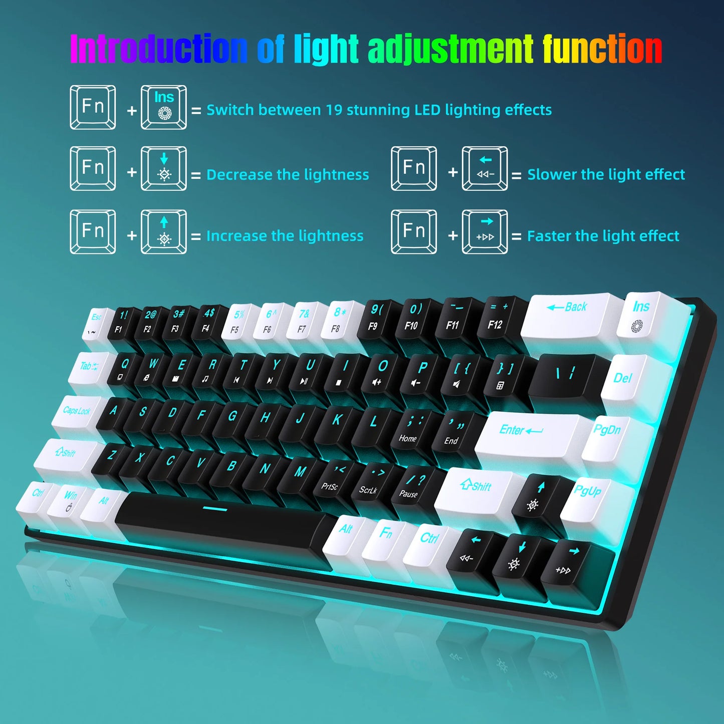 Ergonomic 68-Key Mechanical Gaming Keyboard with RGB Backlight