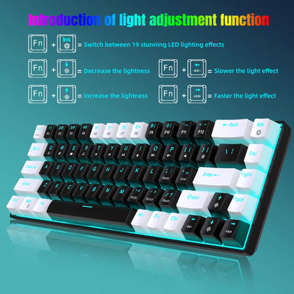 Ergonomische mechanische Gaming-Tastatur mit 68 Tasten und RGB-Hintergrundbeleuchtung