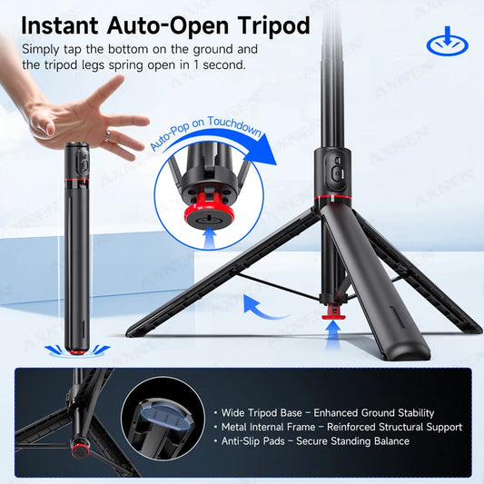 Bluetooth Auto Pop-Up Foldable Selfie Stick Tripod