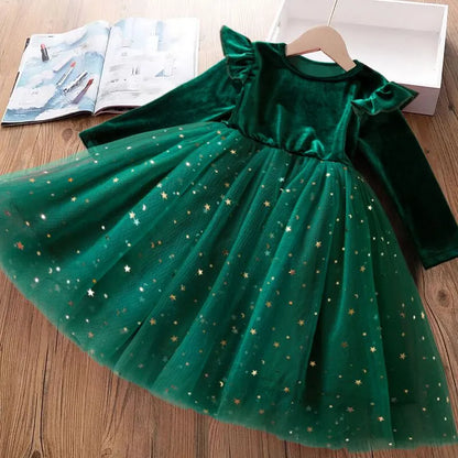 Robe de princesse en velours bébé fille