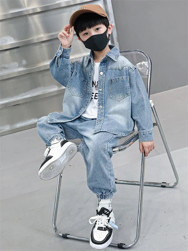 Boys Denim Jacket & Casual Outfit Set