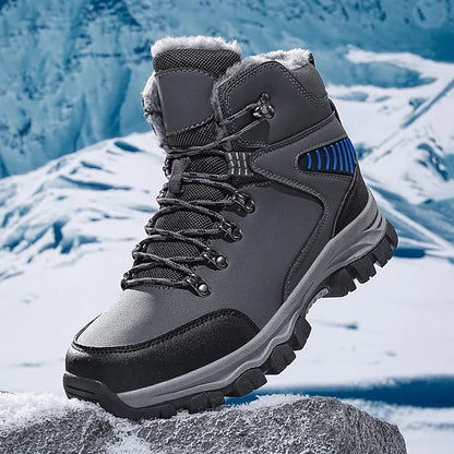 Men's Waterproof Leather Winter Snow Boots