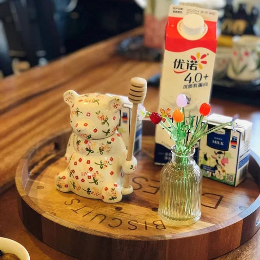 Adorable pot de rangement en céramique en forme d'ours