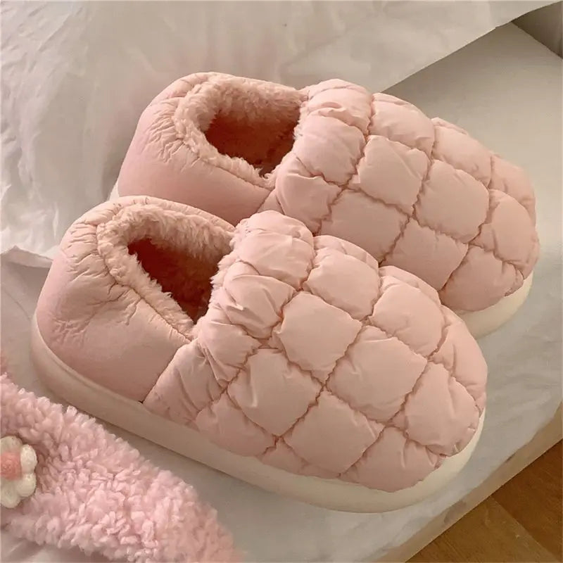 Winter Cotton Soft Thick sole Cover heel Non-slip Fluffy  Warm Cute slippers