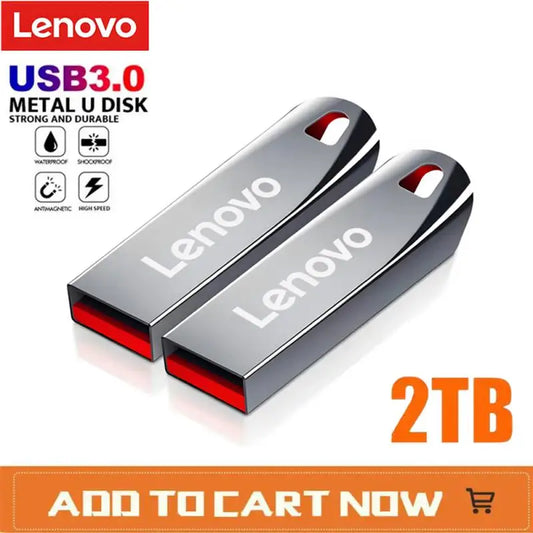 Clé USB Lenovo 3.0 en métal - 512 Go à 2 To, étanche avec adaptateur Type-C