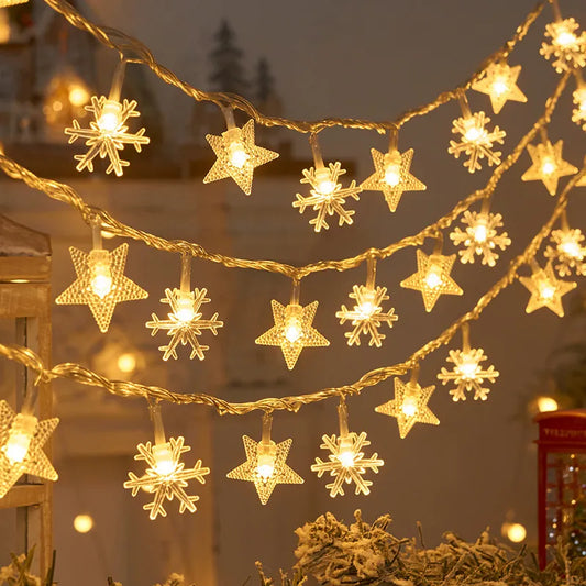 Guirlande lumineuse flocon de neige 1,5/3 M pour décoration d'intérieur festive.