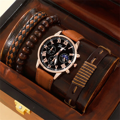 Luxury Brown Leather Sports Watch